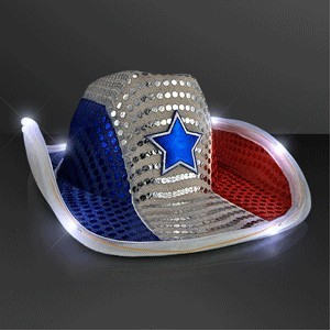 Red White & Blue LED Cowboy Hat - BLANK